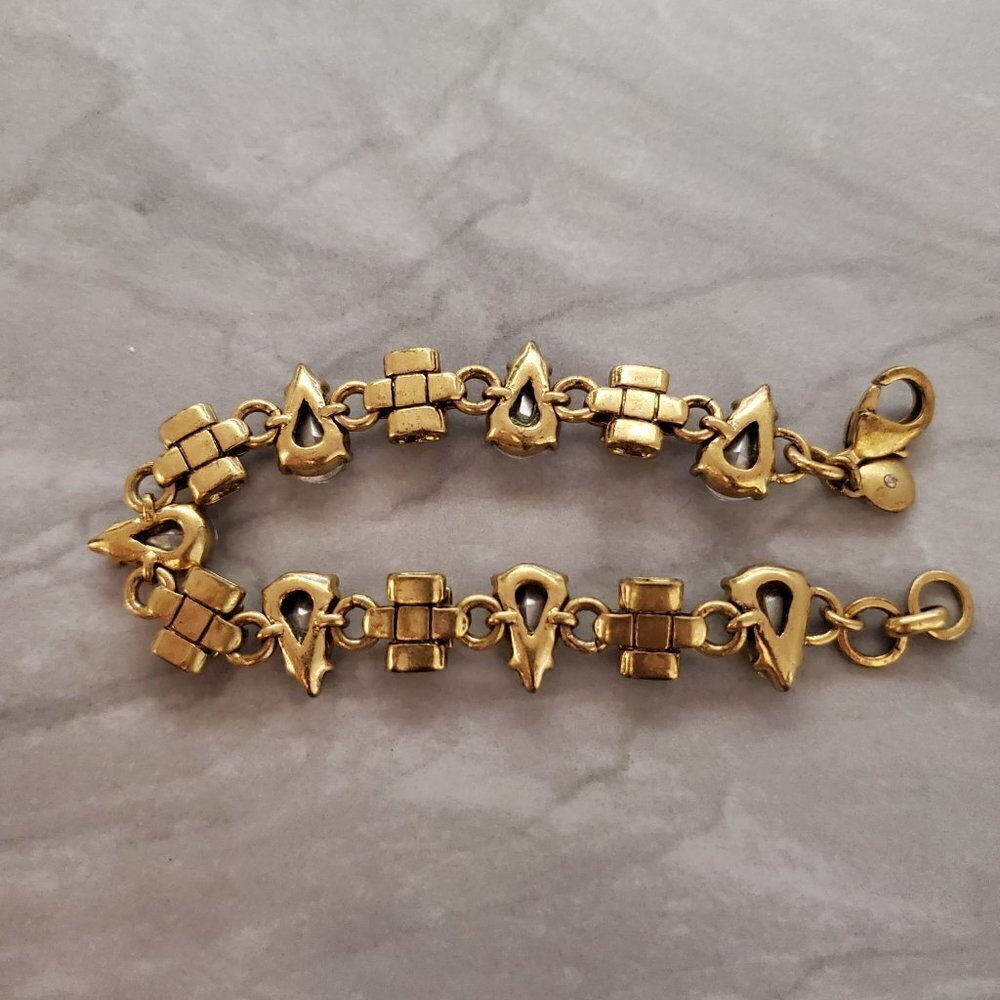 ✨ J.Crew Rhinestone Crystal Pyramid Distressed Antique Teardrop Bracelet ✨ - Picture 11 of 16